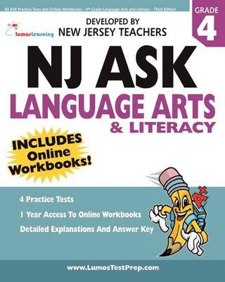 Book cover for NJ Ask Practice Tests and Online Workbooks - 4th Grade Language Arts and Literacy - Third Edition