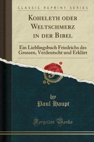 Cover of Koheleth Oder Weltschmerz in Der Bibel