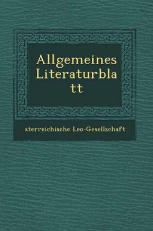 Cover of Allgemeines Literaturblatt