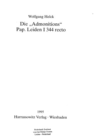 Cover of Die 'admonitions'