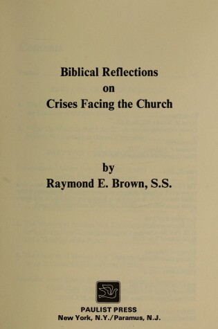 Cover of Biblical Reflections on Crises Facing the Church