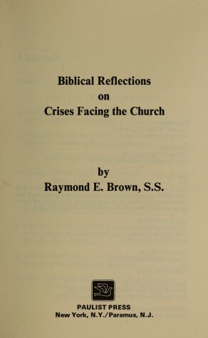 Book cover for Biblical Reflections on Crises Facing the Church