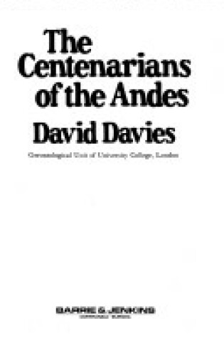 Cover of Centenarians of the Andes