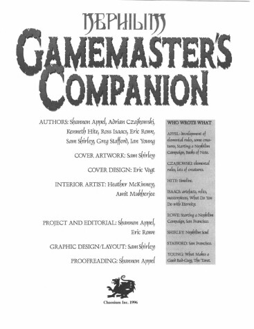 Book cover for Nephilim Gamemaster's Companion