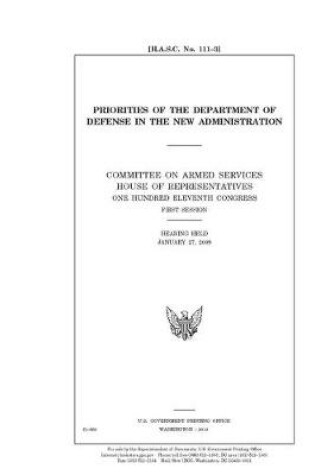 Cover of Priorities of the Department of Defense in the new administration