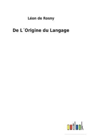 Cover of De L´Origine du Langage