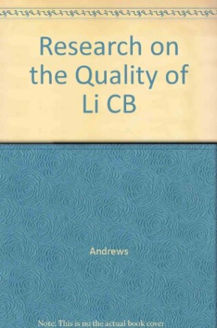 Cover of Research on the Quality of Li CB