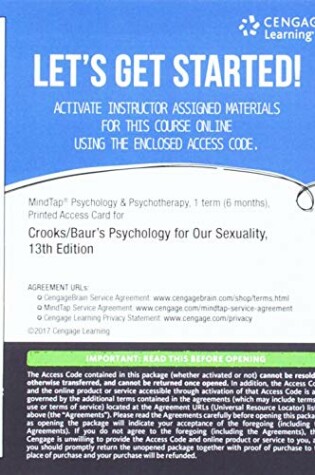 Cover of Mindtap Psychology, 1 Term (6 Months) Printed Access Card for Crooks' Our Sexuality, 13th