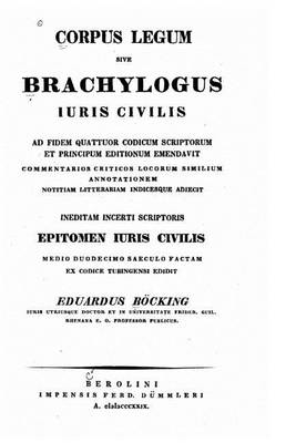 Book cover for Corpus legum sive Brachylogus iuris civilis