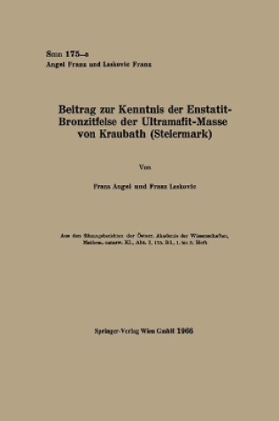 Cover of Beitrag zur Kenntnis der Enstatit-Bronzitfelse der Ultramafit-Masse von Kraubath (Steiermark)