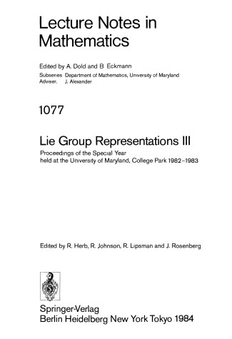 Book cover for Lie Group Representations III