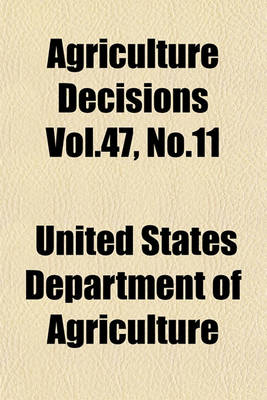 Book cover for Agriculture Decisions Vol.47, No.11