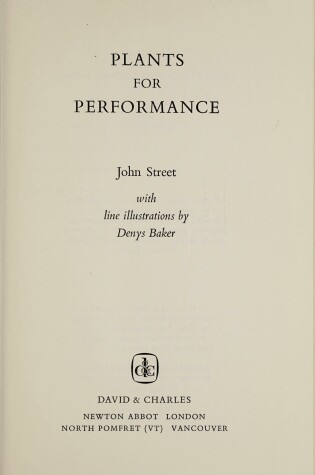 Cover of Plants for Performance