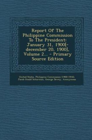 Cover of Report of the Philippine Commission to the President