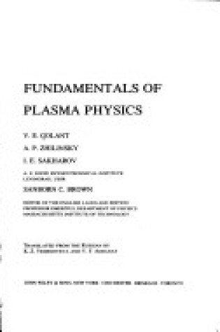 Cover of Fundamentals of Plasma Physics