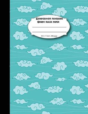 Book cover for Composition notebook graph ruled paper 8.5 x 11" 200 page 4x4 grid per inch, Blue Cloud Japanese Pattern