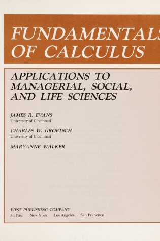 Cover of Fundamentals of Calculus