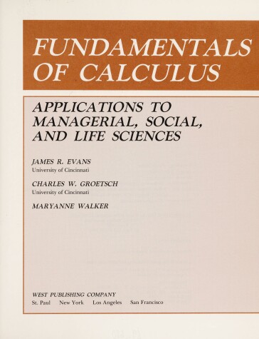 Book cover for Fundamentals of Calculus