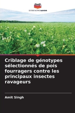Cover of Criblage de génotypes sélectionnés de pois fourragers contre les principaux insectes ravageurs