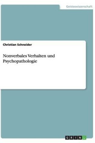 Cover of Nonverbales Verhalten und Psychopathologie