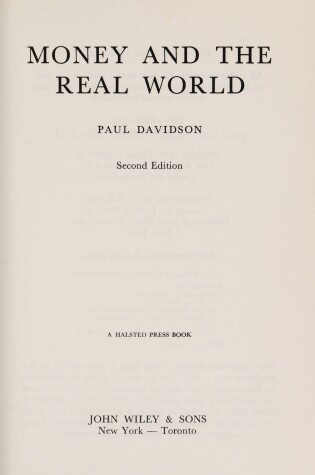Cover of Davidson: *Money* & the Real World 2ed
