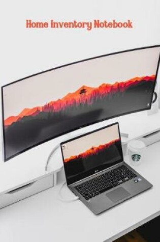 Cover of Laptop Computer and Curved Monitor on Desk