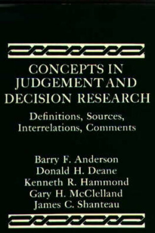 Cover of Concepts in Judgement and Decision Research