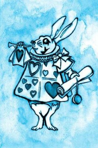 Cover of Alice in Wonderland Watercolour Journal-White Rabbit With Trumpet (Bright Blue)