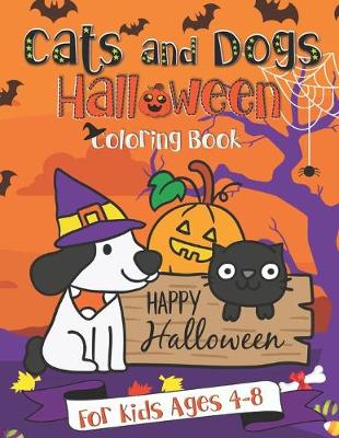 Book cover for Cats and Dogs Halloween Coloring Book