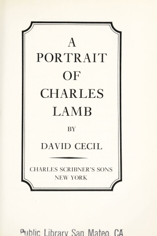 Cover of A Portrait of Charles Lamb