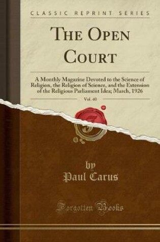 Cover of The Open Court, Vol. 40