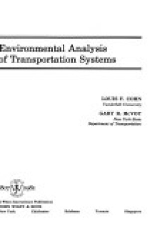 Cover of Environmental Analysis of Transportation Systems