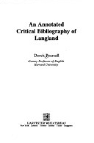 Cover of Annotated Critical Bibliography of Langland