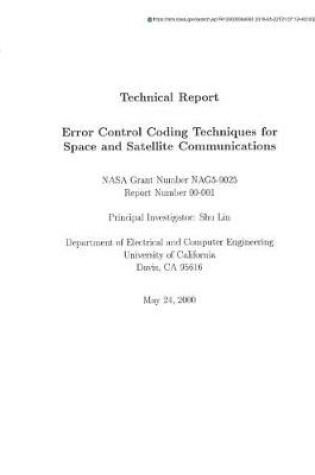 Cover of Error Control Coding Techniques for Space and Satellite Communications