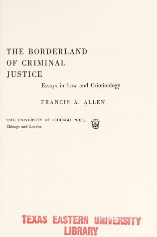 Cover of Borderland of Criminal Justice