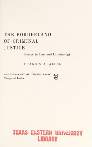 Book cover for Borderland of Criminal Justice