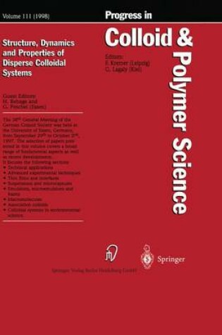 Cover of Structure, Dynamics and Properties of Dispersed Colloidal Systems