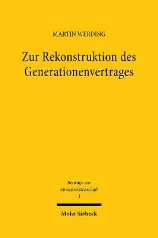 Cover of Zur Rekonstruktion des Generationenvertrages