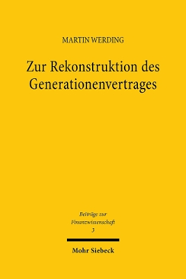 Cover of Zur Rekonstruktion des Generationenvertrages