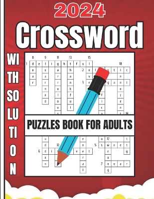 Book cover for 2024 crossword puzzles book for adults with solution