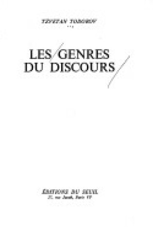 Cover of Les Genres Du Discours