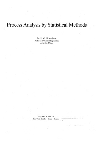 Cover of Process Analysis by Statistical Methods