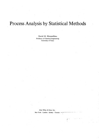 Book cover for Process Analysis by Statistical Methods