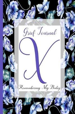 Book cover for Blue Watercolor Flowers, Monogram Letter X