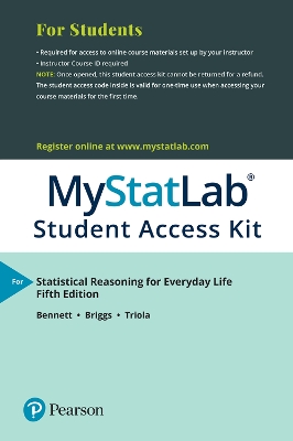 Book cover for MyLab Statistics with Pearson eText -- 24 Month Standalone Access Card -- for Statistical Reasoning for Everyday Life