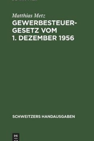 Cover of Gewerbesteuergesetz Vom 1. Dezember 1956