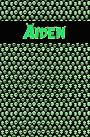 Cover of 120 Page Handwriting Practice Book with Green Alien Cover Aiden