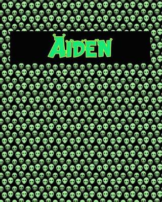 Book cover for 120 Page Handwriting Practice Book with Green Alien Cover Aiden