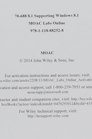 Cover of 70-688 Supporting Win 8.1 MLO Reg Card