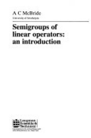 Cover of Mcbride *Semigroups* of Linear Operators